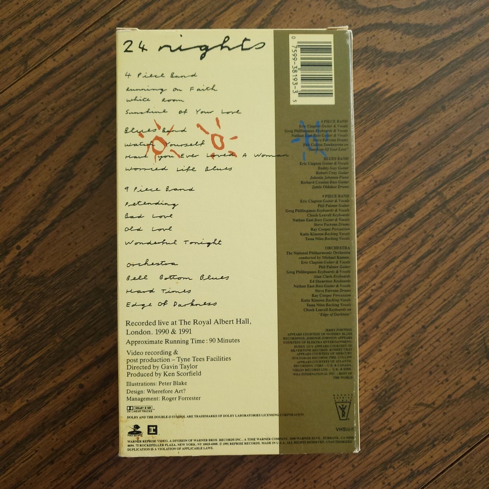 24 Nights by Eric Clapton (VHS, Oct-1991) Warner Reprise Video) - Picture 2 of 6
